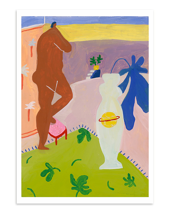 A woman with fig leaves